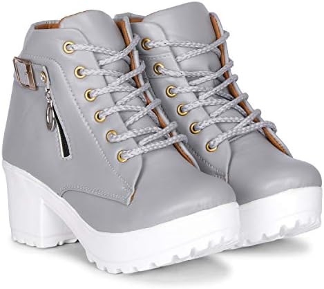 KRAFTER Women's Tan Buckle Boots โ Stylish Faux Leather High Ankle Boots for Winter & Casual Wear โ Comfortable & Durable