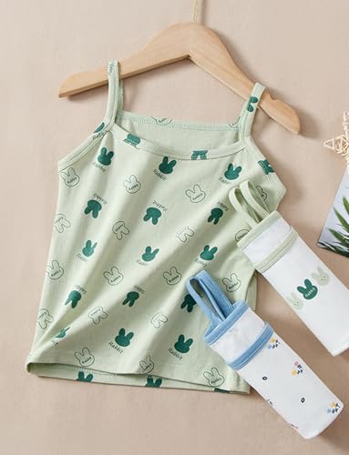Image of SEAUR Toddler Girls Cotton Camisole Cute Tank Tops Tagless Sleeveless Undershirt Spaghetti Strap Flower Clothes