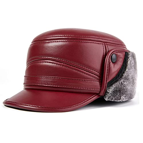 WDSOPK Gorro de Aviador Unisex de Invierno con Orejeras, Resistente al Viento, Impermeable, con Visera, Color café cálido, 57-58 cm (Vino Tinto 53)