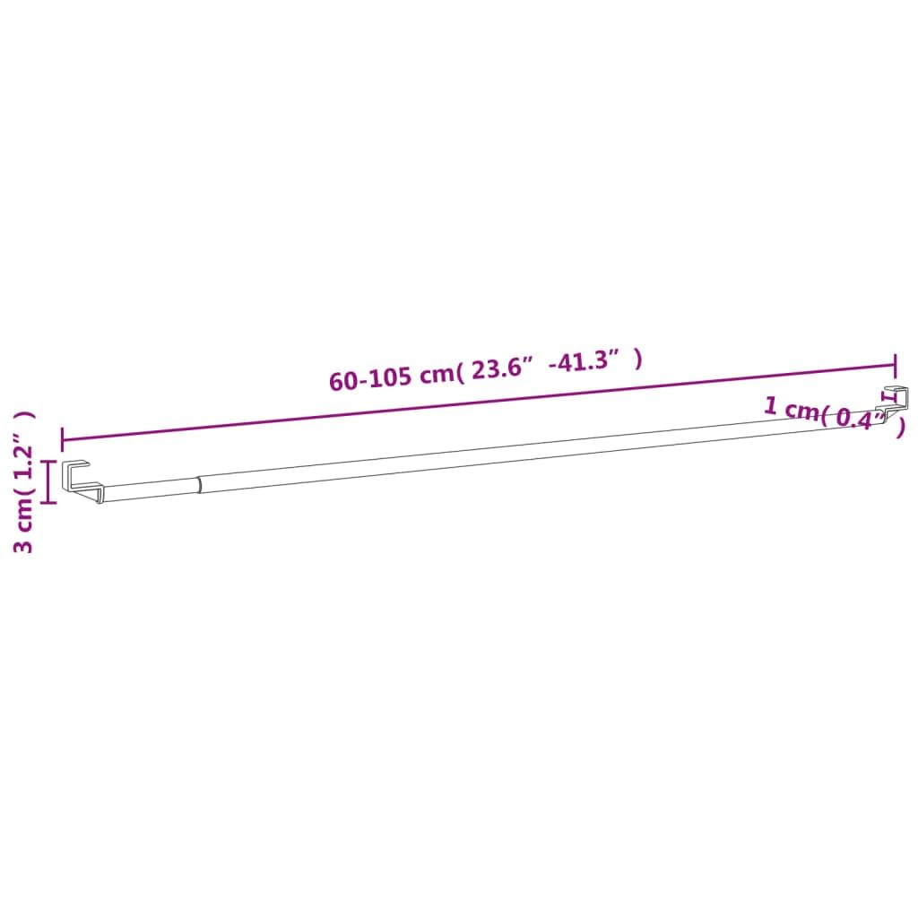 Lot de 2 tringles à rideaux réglables en aluminium - 60-105 cm - Blanc et argenté - Tringles à rideaux télescopiques avec pince pour décoration de fenêtre et brise-vue - Pour salon, chambre à