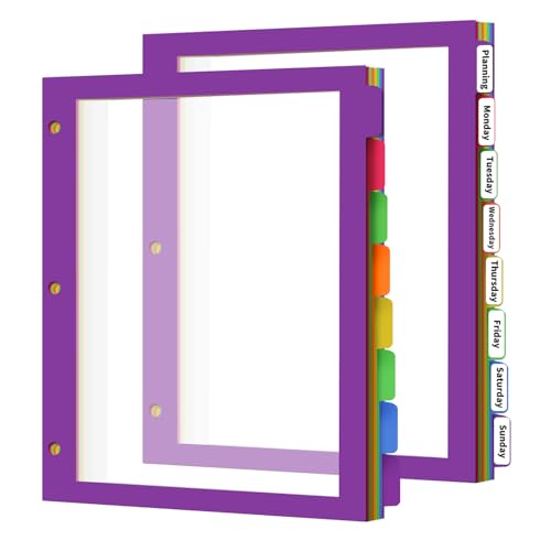 8Tab Binder Dividers with Tabs, 16PCS/2 Set Letter Size Page Dividers for 3 Ring Binder, Clear Folder separators (16) image 6