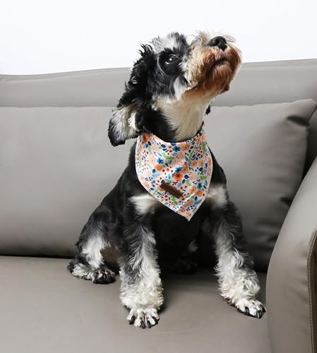 Unique style paws Dog Bandanas, Triangle Peach Flower Pet Scarf for Boy and Girl Premium Durable Fabric - Image 3