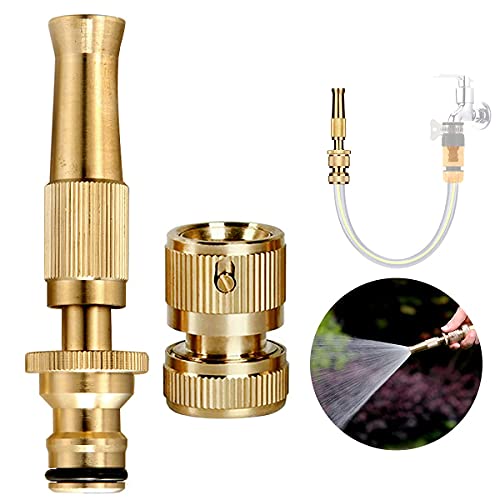 Image of VANDU Brass Nozzle Water Spray Gun 1 /2'' Water Hose Nozzles for Garden Hoses,Adjustable Function,Fits Standard Hoses, Car,Bike,Window Cleaning,Garden Sprayer, Spray Nozzle,Power Washer Nozzle