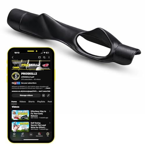 PROSKILLZ Pro Golf Swing Trainer Perfect Hand Placement and Muscle Memory Trainer for Improved Swing Accuracy and Control Portable Durable Grip Trainer for All Skill Levels (Black)