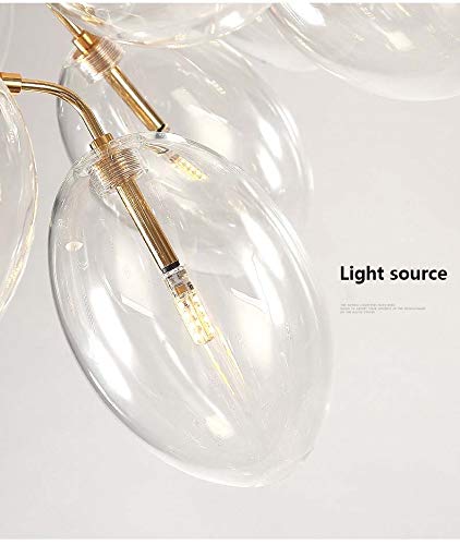 Yang1Mn Creative Gold Plated Wrought Iron Grape String Glass Bubble Ball Restaurant Living Room Chandelier Lamps 15 G4 #TOP5