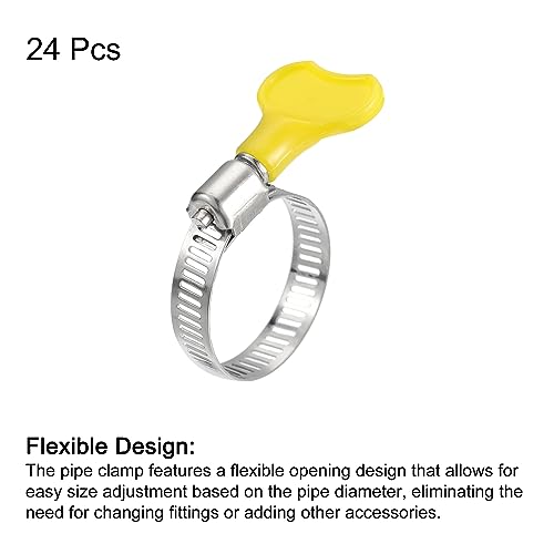 Uxcell A23071100UX0043 Worm Gear Hose Clamp, 24Pcs 3/4 Inch - 1 1/4 Inch Key Type Adjustable Stainless Steel Hose Clamps With Plastic Handle thumb #2