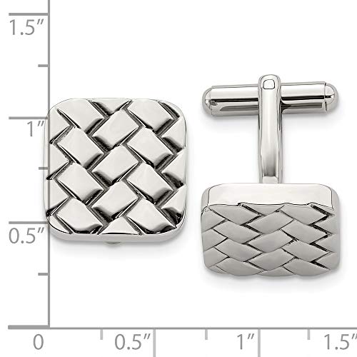 Mancuernillas de acero inoxidable tejidas para hombre 17 mm miniatura 3