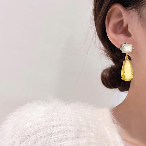 Crystal Earrings CXUEMH Teardrop Earrings for Women Yellow Rhinestone Earrings Elegant Earrings for Prom Wedding Earrings Formal Jewelry Crystal Drop Earrings (white and yellow) by CXUEMH - Used condition - Image 7