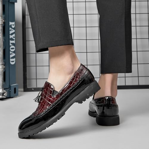 Men's Tassel Loafers Leather Wingtip Brogue Dress Shoes Casual Slip-On Business Work Office Shoes4