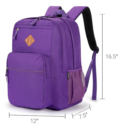 Image of ZORFIN 26L Backpack for College, and Travel: Water Resistant Bookbag - Purple