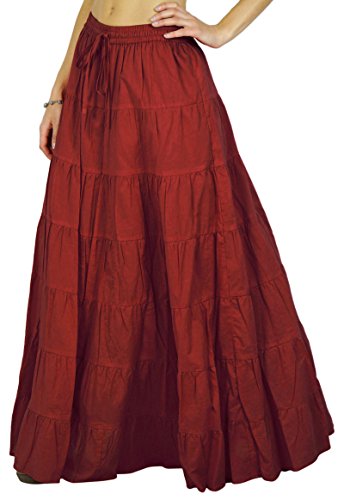 Women's Summer Cotton Skirt Ethnic Design Drawstring Waist4