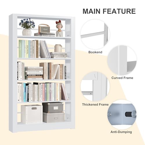 Lyaosdfu SJH175 Heavy Duty Metal Bookshelf, 5 Shelf Adjustable Bookcase, 69’’ Tall Modern Bookshelves, Open Book Shelf Organizer, Large Sturdy Book Case thumb #5
