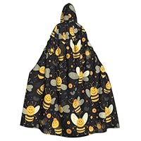 WHJDPP Cartoon Bee Pattern Printing Adult Hooded Cloak is a super large, comfortable, and durable Halloween hooded poncho