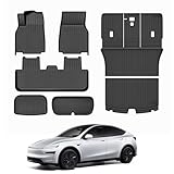 BRYOUS Floor Mat for 2025-2026 New Model Y Juniper 7PCS Full Set Floor Mats with Front Rear Cargo Liner & Second Row Seat Back Mats & Anti-Scratch Rear Bumper Guard Mats Interior Accessories