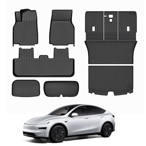 Image of Floor Mat for 2025-2026 New Model Y Juniper 7PCS Full Set Floor Mats with Front Rear Cargo Liner & Second Row Seat Back Mats & Anti-Scratch Rear Bumper Guard Mats Interior Accessories