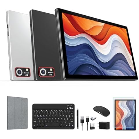 Latest Android 14 Tablet 2024 10 Inch Tablets, 128GB+8(4+4Expand)GB/512GB Expandable, Octa-Core Tablet with 13MP+5MP Dual Camera, 7000mAh Battery, 2 in 1 Tablet with Keyboard/Mouse/Stylus/Case/GPS Cover