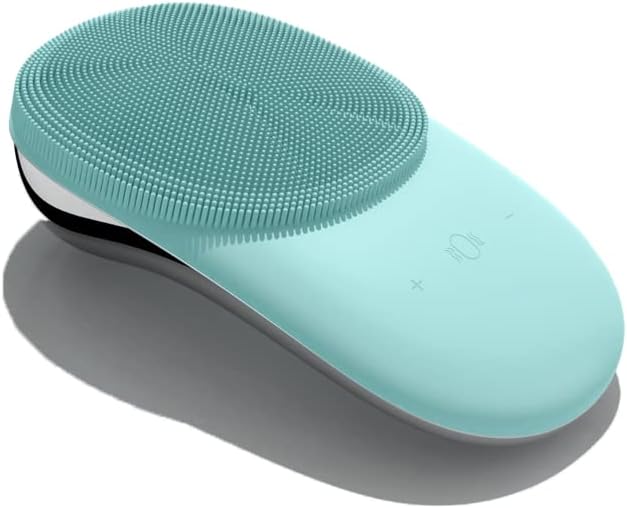 Facial Cleansing Brush, Sonic Waterproof Cleansing Brush(8 Adjustable Speeds) Effectively Cleans and Exfoliates, Soft Silicone Heated Massage Helps Open pores&Import Essence, Relieve Fatigu (Green)