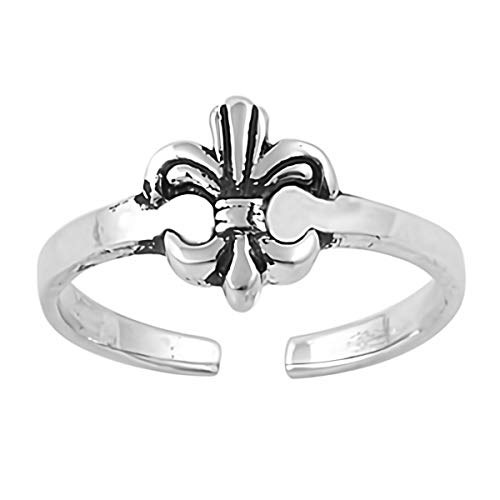 Glitzs Jewels 925 Sterling Silver Toe Ring for Women and Girls (Fleur de lis) | Cute Jewelry Gift