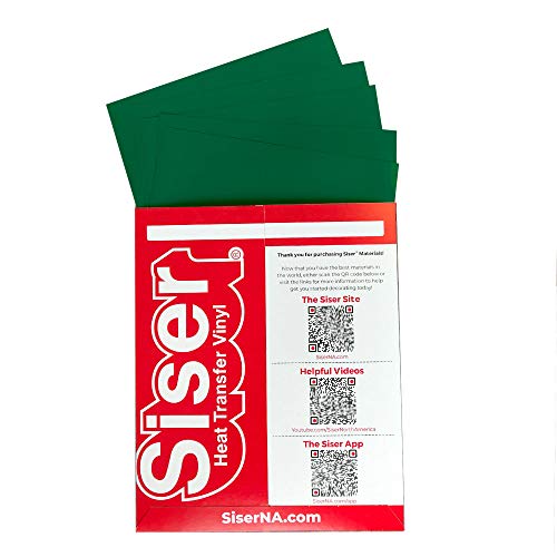 SISER EasyWeed Heat Transfer Vinyl HTV for T-Shirts 12 x 12 Inches 5 Precut Sheets (Green)