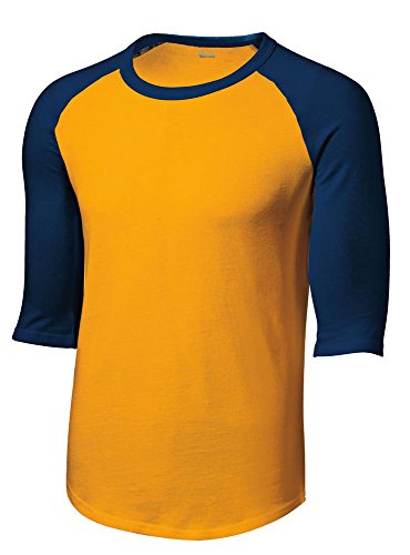 Animal Den Mens Baseball Jersey T Shirts 3/4 Sleeve Raglan 100% Cotton GL/NVY-L