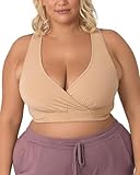 Kindred Bravely French Terry Nursing Bra for Breastfeeding and Sleep, Racerback Crossover, Soft and Stretchy Maternity Bra (Beige, Large)