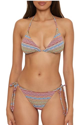 BECCA Women's Free Spirit Triangle Top and Tie Side Bottom Bikini Set, Adjustable, Two Piece Swimsuits