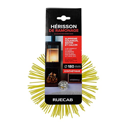 RUECAB - Hérisson de ramonage, brosse ramonage - Avec anneau de filetage femelle standard de M12mm - Poils synthétiques - Convient pour conduits non gainés et débouchages de canalisations - Ø180mm