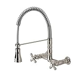 Kingston Brass GS1248AX Heritage Pull-Down Sprayer Kitchen Faucet, Brushed Nickel