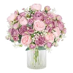 Idea Regalo - SOMYTING Bouquet di Peonie Artificiali in Seta - 2 Mazzi per Feste di Nozze, Centrotavola e Decorazione per la Casa (Rosa)