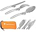 Nordicberry Set di posate pieghevoli da campeggio, in acciaio inox di alta qualità con custodia in neoprene, minimo ingombro, da viaggio, Nordicberry Klappbesteck, Orange