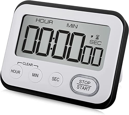 Digital Kitchen Timer Magnetic Loud Alarm, Large LCD Screen Silent/Beeping Multi-Function for Teachers Classroom Kids, Black