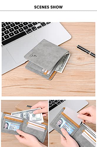PU Leather Folding Wallet, Wallet For Men, Slim Wallet, Men's Bi-fold Wallet, Multi-card Wallet, Frosted Texture Wallet (Grey)3