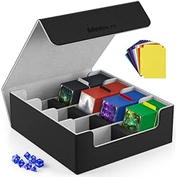 Mlikero Trading Card Storage Box, Bulk Card Storage for 2400+ Sleeved Cards, PU Leather Magnetic Closure Card Organizer with 10 Dividers & 4 Foam Stoppers, Fit for MTG, TCG and Sports Cards