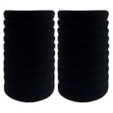 Biteto - 20 gomas para el pelo gruesas, sin costuras, coleteros de algodón elástico para cabello grueso, pesado o rizado (negro mejorado)