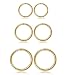 3 Pair Stainless Steel 16G Sleeper Earrings Septum Clicker Nose Lip Ring Body Piercing Golden Tone