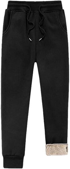 Donkivvy Mens Fleece Jogging Bottoms Casual Thermal Trousers Winter Warm Joggers Tracksuit Bottoms Sports Pants with Pockets, Black, M