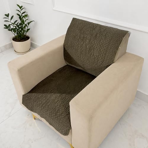 Image of Homerz Premium Petal Charm Sofa Cover | Embossed Floral Pattern | Soft Touch, Anti-Dust & Easy Wash Fabric (Coffee, 1 Seater with Back)