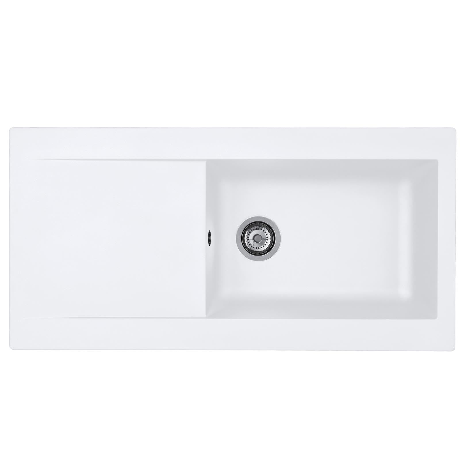 Liquida White Ew10wh 1.0 Bowl Composite Reversible Inset Kitchen Sink With Waste