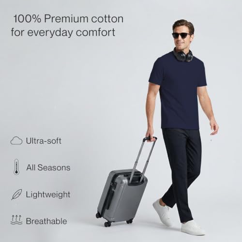 Image of 100% Cotton Premium Crew Neck T-Shirt, Classic Tee for Men Short Sleeve | No Poking Labels, Ultra-Soft, Breathable, Everyday Essential, All Day Active Wear