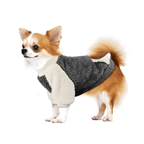 NAMSAN Hundepullover für Kleine Hunde Winter Hundepullover mit Taschendesign Warm Fleece Hundepulli für Kleine Hunde/Welpe-Grau, S