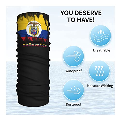 Colombia Flag Colombian Seamless Neck Gaiter Shield Scarf Bandana Face Mask Seamless UV Protection for Motorcycle Cycling Riding Running Headbands White3