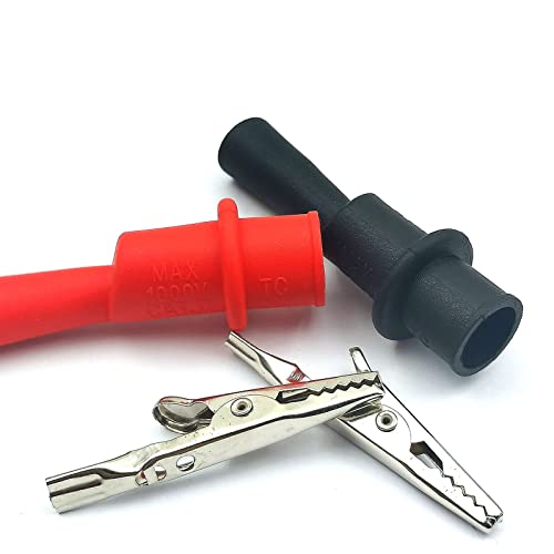 Image of FainWan 2 Pair Silicone Alligator Clips Set, Professional 1000V 10A Alligator Clip Test Kit, Banana Test Lead Probe Clip, Test Extension Compatible with Fluke Multimeter Tester Probe HI