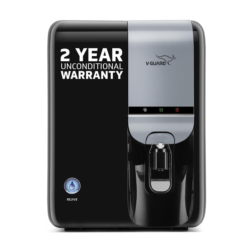 Image of V-Guard Rejive 2X RO+UF Alkaline Water Purifier | No Service Cost for 2 Years: True Unconditional Warranty | 8 Stage | Triple Powered Alkaline Health Charger | 6.5 L
