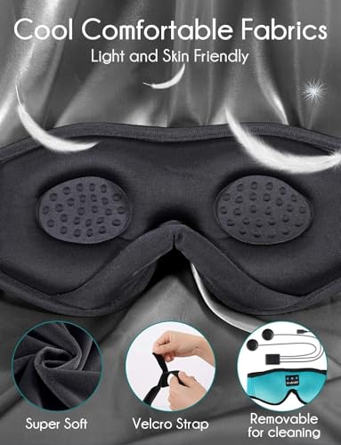 Image of LC-dolida Sleep Headphones, Sleep Mask Bluetooth Wireless Music Eye Mask, Bluetooth Headphones for Side Sleepers,Perfect for Travel, Night Work, Napping, Both Men and Women(Sky Blue)