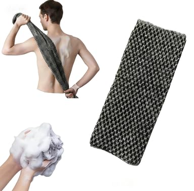 Gant Exfoliant Corps en Fibre de Bambou et Charbon Actif – Serviette de Douche Écologique Exfoliation Douce – Naturel – Gris (1 Pièce)