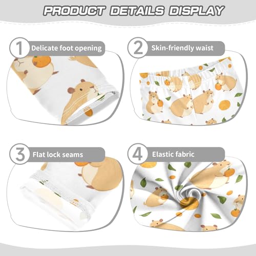 Vdsrup Girls Leggings Orange Cartoon Capybara Kids Length Leggings Pants Athletic Yoga Pants Toddler Tights Trousers 4T3