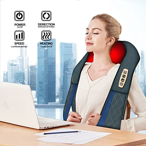 Neck Back Massager For Pain Relief, Shiatsu Neck And Shoulder Massager With Heat, Electric Massage Pillow Deep Tissue Kneading For Neck, Back, Shoulder, Christmas Gifts For Dad, Mom, Elderly Men Women #TOP1