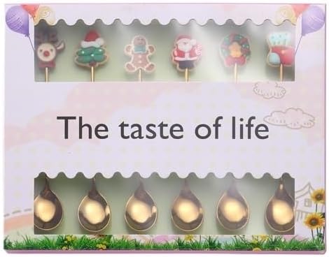 Silverware Flatware Set, 6/24/36/48/60/72pcs Stainless Steel Christmas Spoons Cartoon Dessert Coffee Spoons Creative Christmas Tableware Gift Set(Silver,24 Pieces for 4)