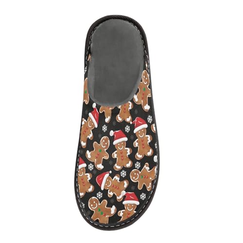 Slippers for Women Gingerbread Man Christmas Hats Pattern Soft Winter Warm Shoes Indoor Outdoor Non-Slip House Travel Slippers3