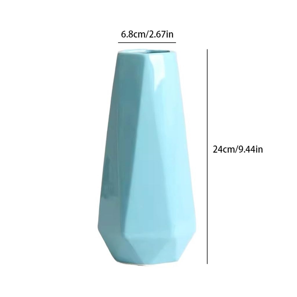 Vaso Vaso in ceramica nordica Vaso for fiori secchi idroponico bianco da soggiorno Decorazione semplice da tavolo Vaso In Ceramica(Blue,M)